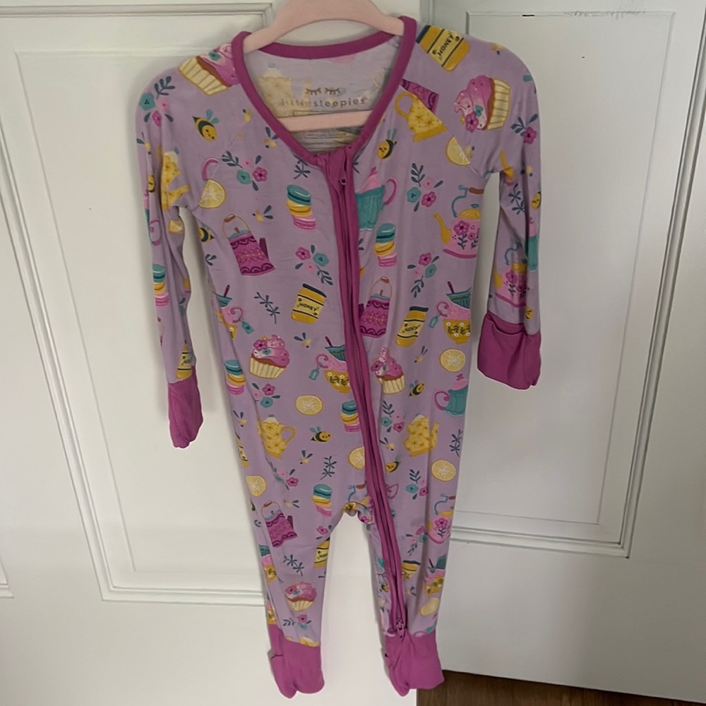 Little Sleepies tea party zippy pajamas 6-12M